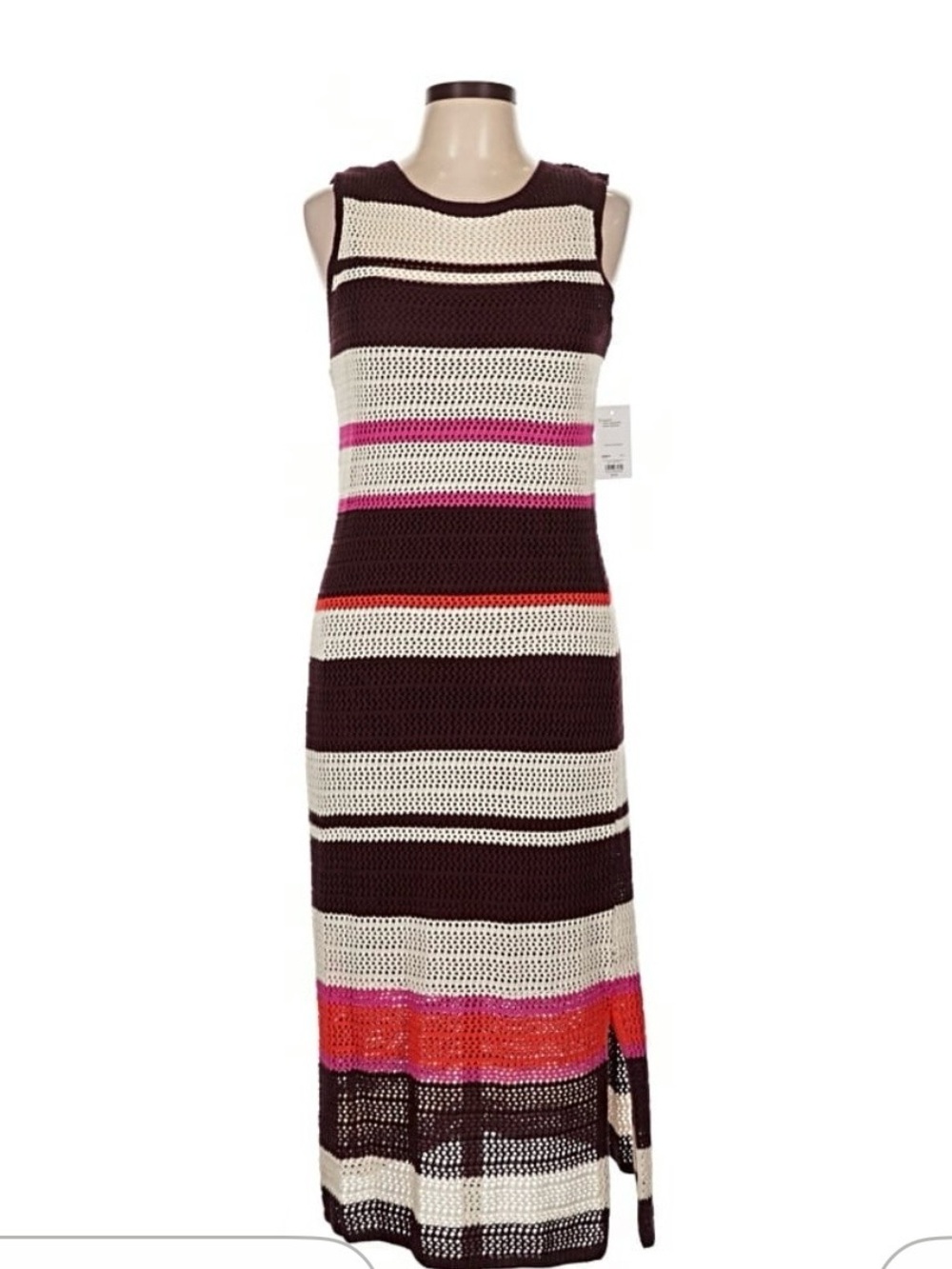 Nine West Sleeveless Striped  Dress in Brown, Cream, Pink and Orange